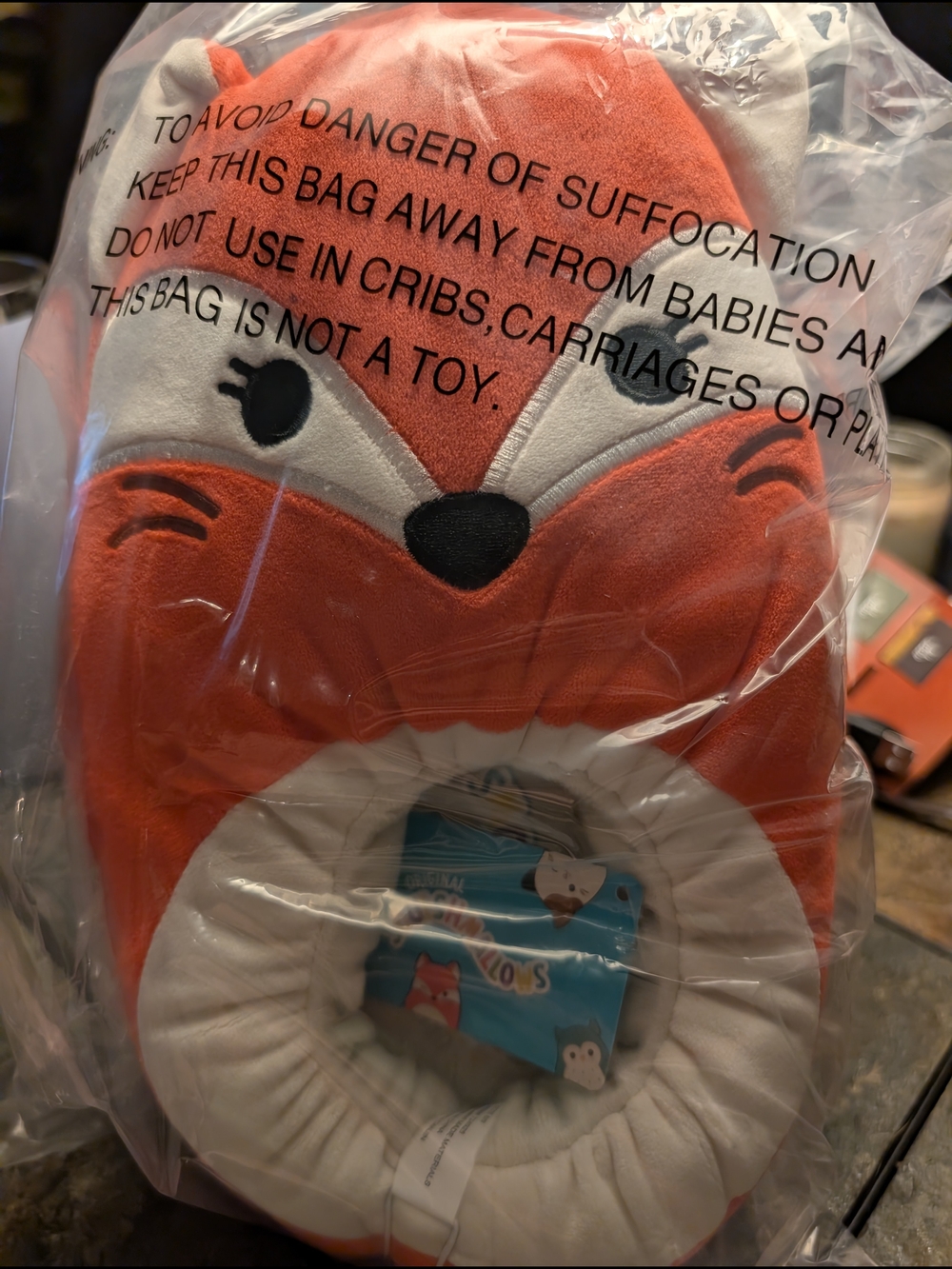 Squishmallows Red and White Fox Plush Slipper
